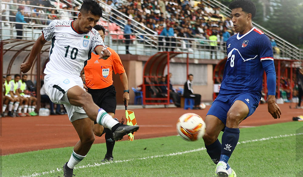 नेपाल र बंगलादेशबीचको मैत्रीपूर्ण खेल गोलरहित बराबरीमा सकियो