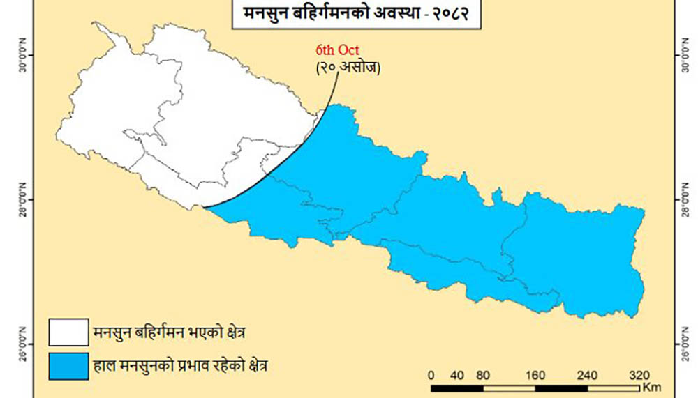 नेपालबाट मनसुन बाहिरिदै