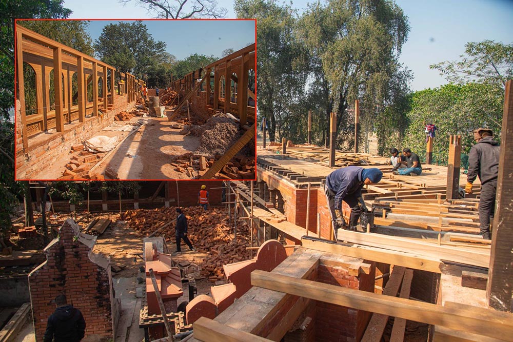 भद्रकाली मन्दिरको पुनःनिर्माण हुदै